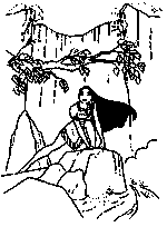 coloriage pocahontas sur le rocher